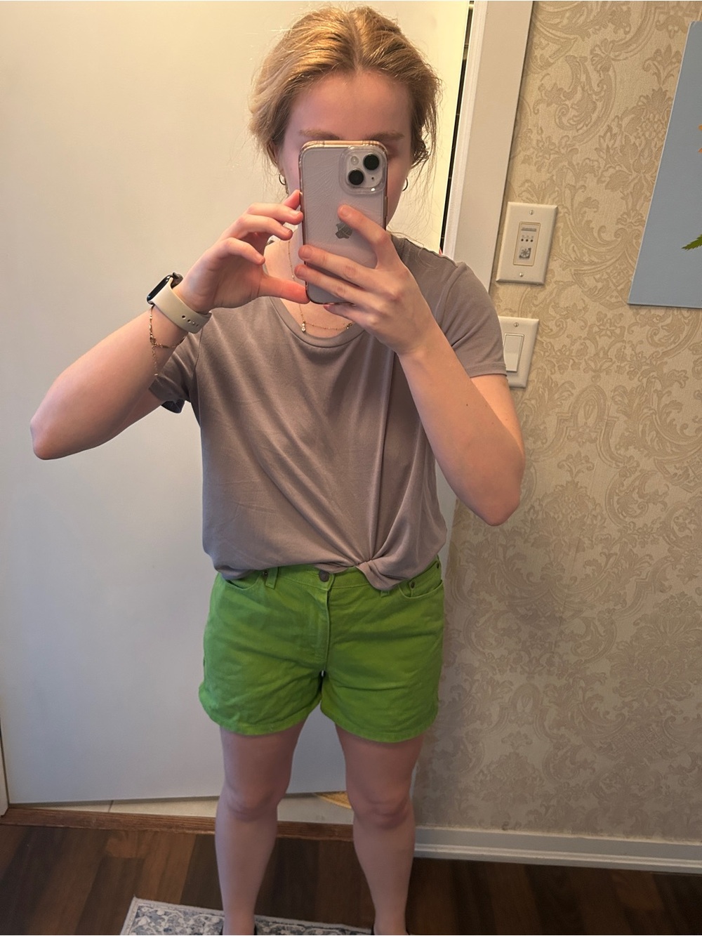Quirky Green Jean Shorts